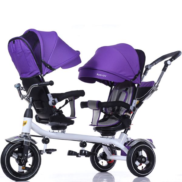 

baby twin tricycle stroller 3 wheels double stroller for kids twins guardrail seat baby toddler bicycle car tricycle child pram