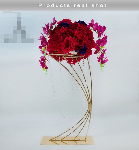 

32'' tall gold metal flower stand floral rack flower vase holder for wedding decoration table centerpieces grand event crystal flo