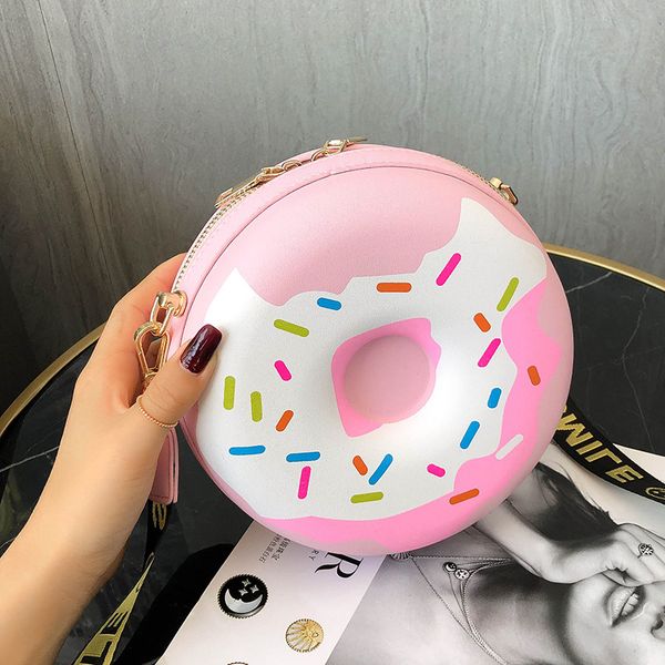 

cute donuts shaped women crossbody bags for girls small round cartoon shoulder messenger bag female funny designer coin purse