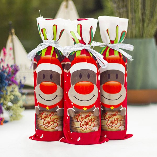 

dropshipping christmas decor santa claus wine bottle cover snowman xmas new year home party decor mdp66