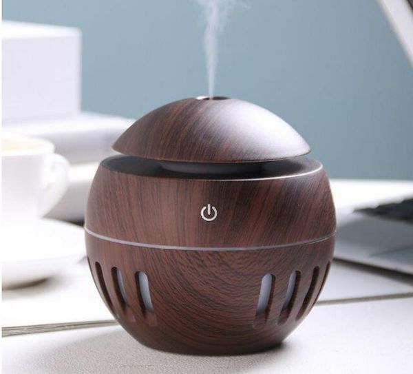 

usb wood grain diffuser essential oils diffuser ultrasonic aroma humidifier aromatherapy mini portable hollow mist maker 7 colors led go