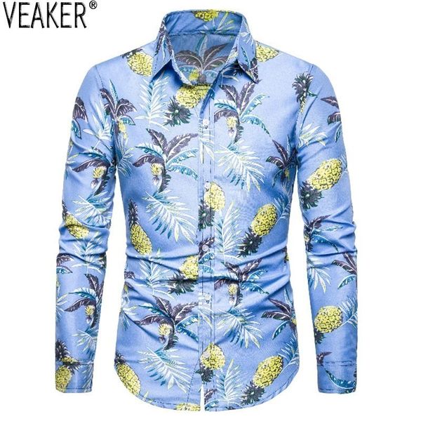 

men's casual shirts 2021 nieuwe mannen zomer gedrukt mannelijke slim fit lange mouwen party bloemenprint shirt -3xl, White;black