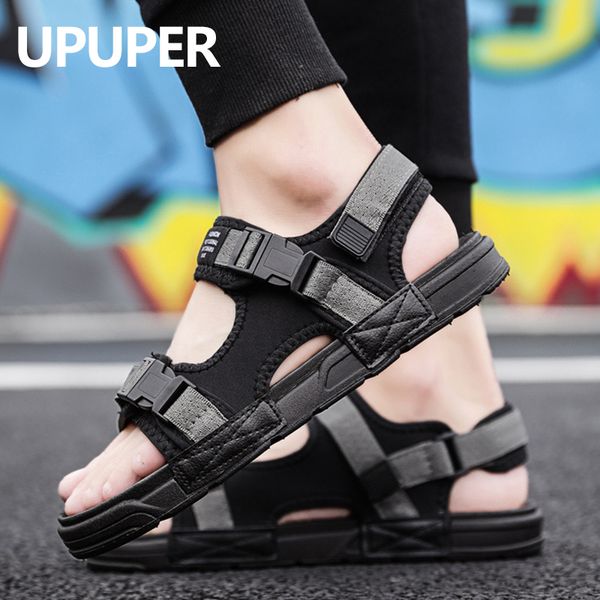 

summer men sandals beach casual men's slippers breathable sandals for male lazy shoes gladiator open toe man casual shoes, Black