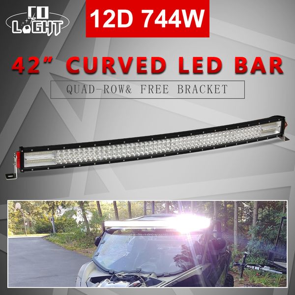 

led light bar curved 42inch 12d offroad led 744 вт потребление бар 4-ряды пятно flood combo led балки для jeep trucks лодка 4x4 atv 12v 24v