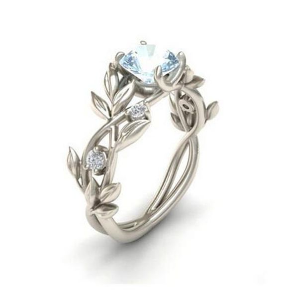 

wedding crystal silver color rings vine leaf design engagement cubic zircon ring fashion bijoux for women ladies jewelry gifts
