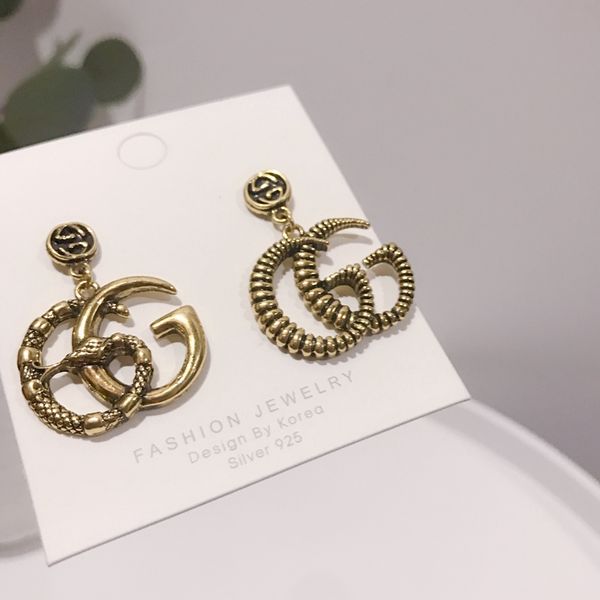 

brands new style designers earrings fashion women real ps earring retro luxury g letter design earrings stud dangle jewelry, Silver