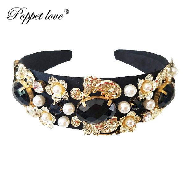 

baroque headband hairband colorful flowers hand made hair jewelry hairwear for women, Golden;white