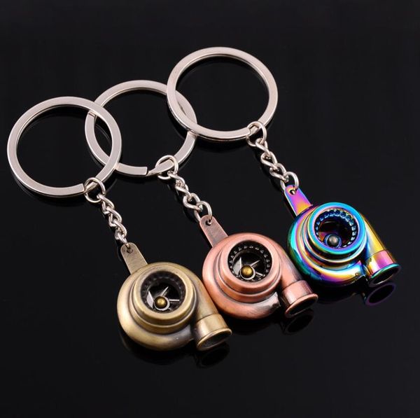 

originality metal turbo keychain sleeve bearing spinning auto part model turbine turbocharger key chain ring keyfob keyring gift, Silver