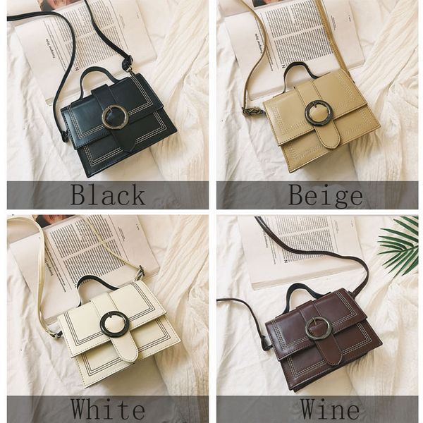 

women's fashion shoulder bag pu cover polyester embroidery thread hasp soft square cylindrical backpack chest bag sac banane