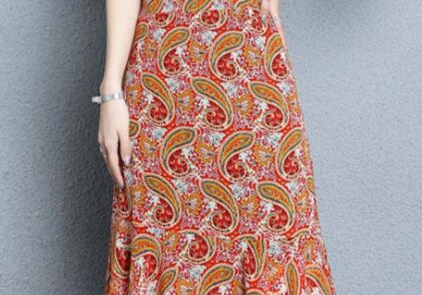 

сломанный цветок шифон юбка длиной до пола женская летняя новая средняя длинная высокая талия летняя мода обернутая бедра рыбий хвост юбка, Black