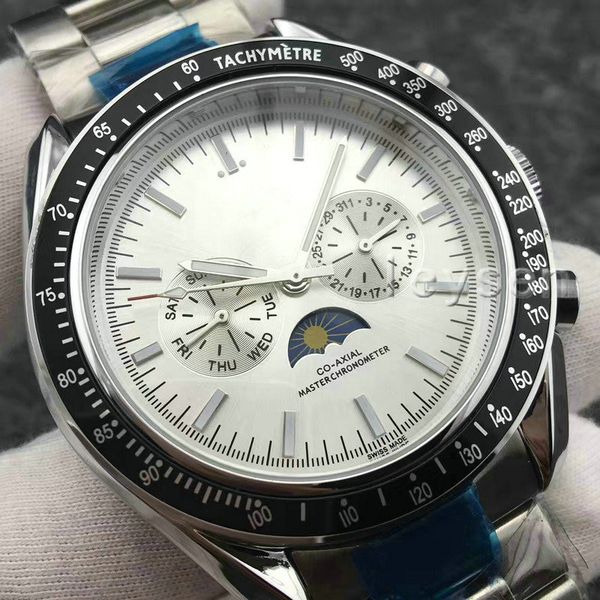 

bracelet luxury speed moon mechanical mens designer stainless steel automatic movement watch sports watches self-wind wristwatches, Slivery;brown