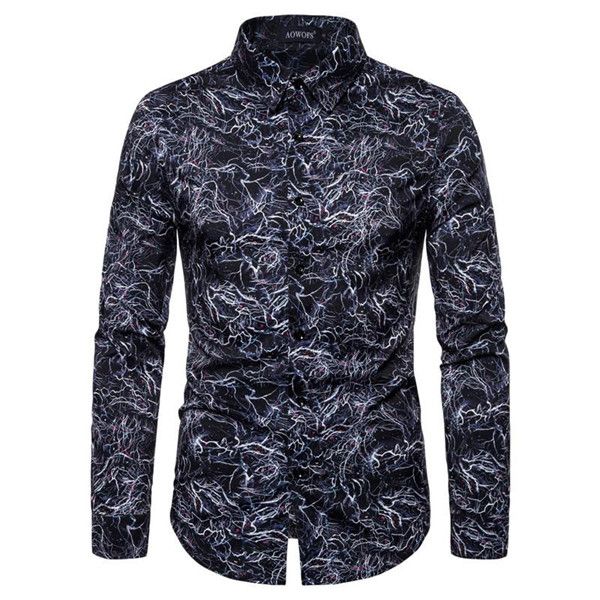 

3d цифровой принт мужские дизайнерские рубашки мода панелями с длинным рукавом отворотом шеи мужские рубашки повседневная мужская одежда, White;black