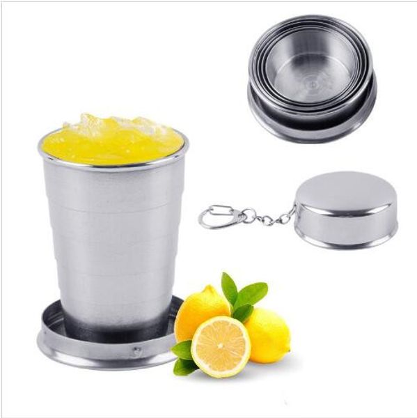 

collapsible cup travel beer mug stainless steel cup single layer water cups outdoor camping drinking coffee tea beer mug lxl115-a