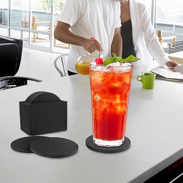 

round felt coaster cup mat pad storage box for bowl mug glass plate creative placemats drink accessories insulated coaster 10pcs mats pads