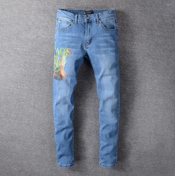 

2020 designer jeans men's summer fashion stretch slim straight jeans denim trend men's casual pants wholesale-O2