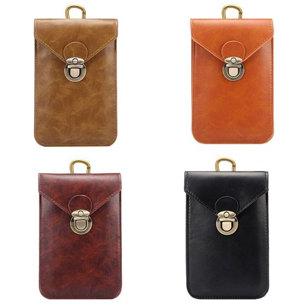 

vertical belt waist pouch bag soft leather 2 pouches phone bag fanny pack