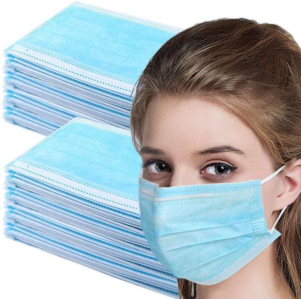 

disposable hanging ear type three-layer melt-blown non-woven fabric dustproof and breathable disposable mask 50 pack