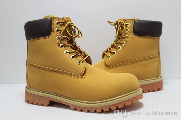 

classic mens womens 6 inch wool hiking waterproof boots fur imitation wheat work boots with box sale