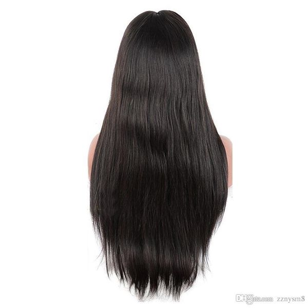 

человек парик 360 полный шнурок фронтальная прямой парик бразильский волос remy 250 плотность предварительно набрался hairline волос длинные, Black