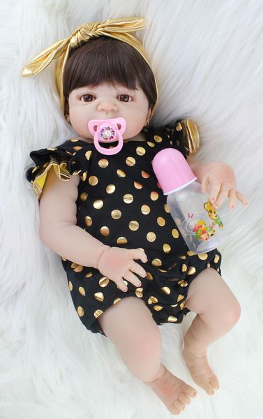

55см полный силикон тела reborn baby doll игрушки реалистичная новорожденные принцесса дети кукла с серьга девочка brinquedos купайтесь игру