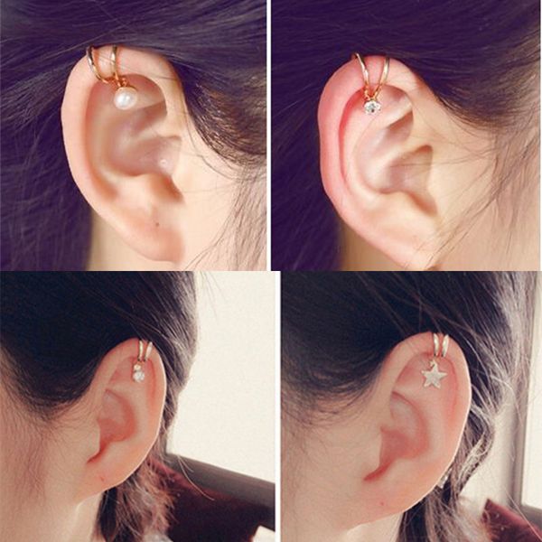 

2019 новая акция женщин девушки орать букле бижутерии сердце крест уха манжеты клип серьги женщины очаровательный номера пирсинг ювелирные и, Silver