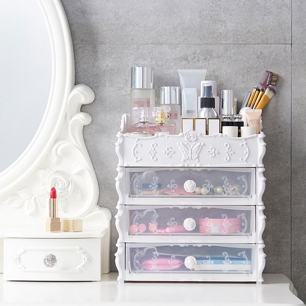 

plastic cosmetic drawer container makeup organizer box for storage make up jewelry nail holder home desksundry storage cas