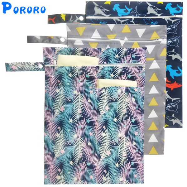 

reusable waterproof fashion prints cloth diaper nappies wet dry bag double pocket wet bag handle wetbags 30*40cm wholesale