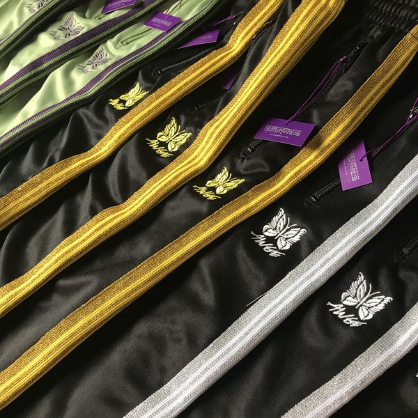 

awge x needles asap rocky pants butterfly embroidery sweatpants ag casual trousers men women couple sports pants fashion hflskz053, Black