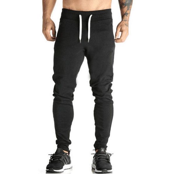 

mens gym fitness sports jogger pants male designer thin summer spring athletic solid pencil pants, Black