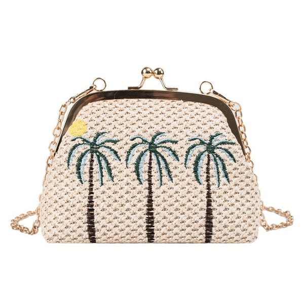 

2020 летняя новый вышитая кокосовое дерево соломы wowen женского бич все матча мода плечо сумка