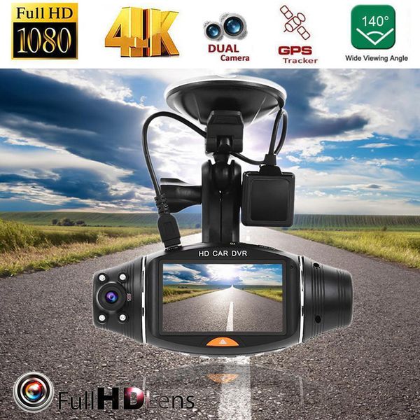 

full hd car dvr camera auto 2.7 inch rearview mirror digital video recorder dual lens camcorder g-sensor gps w/ night vision