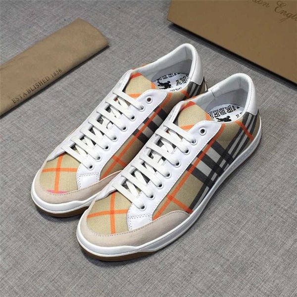 

2020burberry suede & leather house check men's trainer sneakers sneaker shoes with original box, Blue;gray