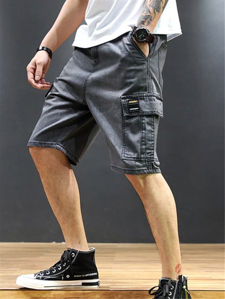 

mens designer summer shorts mens shorts overalls casual pocket loose pants large size knee length, White;black