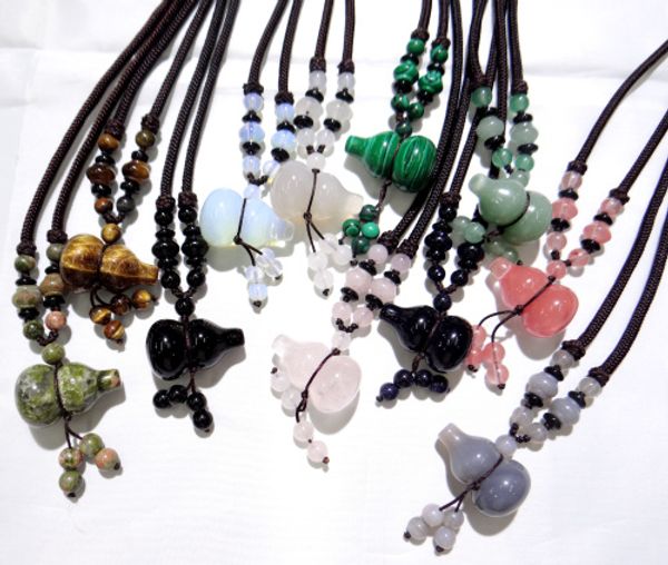 

wholesale natural stone turquoises aventurine quartz crystal tiger eye opal gourd charms pendant for diy jewelry making necklace, Silver