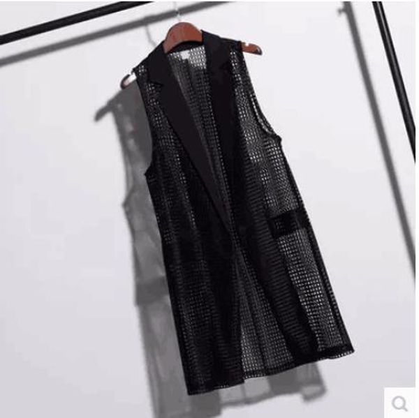 

new hollow gothic color cardigan vest long female loose harajuku women 2019 plus size women's clothing lj471, Black;white