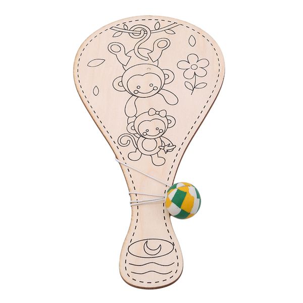 

diy manual painting pat ball educational handmade game painting diy wooden toy racket graffiti toys for children