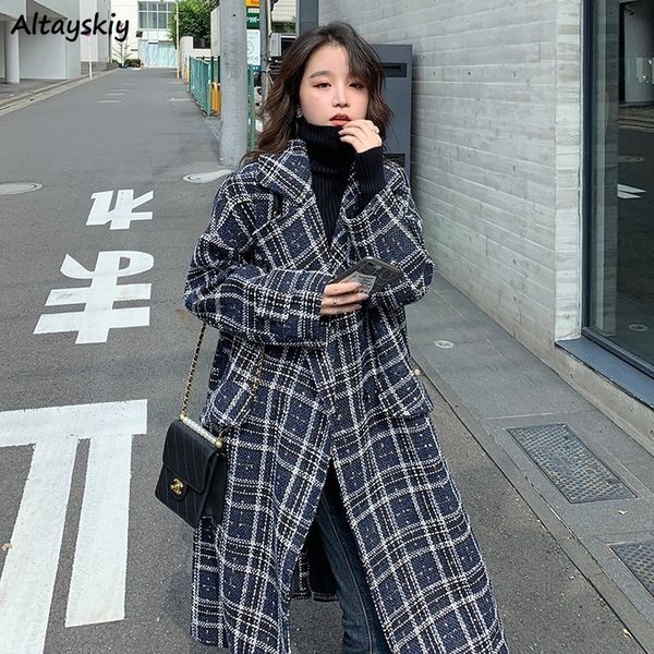 

wool blends women ankle-length retro new-coming coat for womens turn-down collar korean style mature office ladies temperament, Black