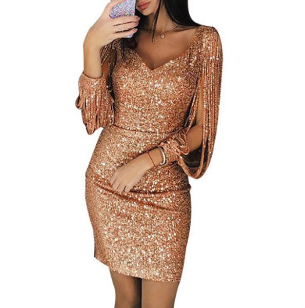 

womens dresses fashion 2019 new arrival women bodycon dresses sleeve women spring dress with sequins size s-3xl b500606, Black;gray