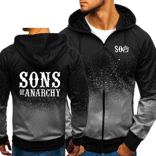 

soa sons of the child sweatshirt samcro gradient hoodies men streetwear zipper jacket men fleece sportswear male hoody, Black