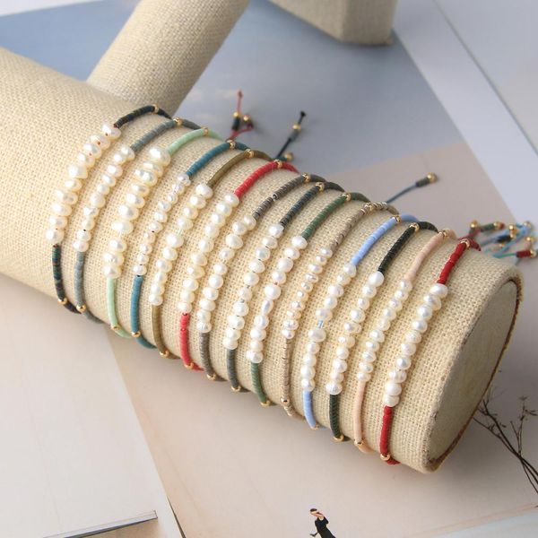 

kelitch 5 pcs beaded bracelets stretch bracelets shell pearl friendship bracelet handmade strand bracelet nice bangle, Golden;silver