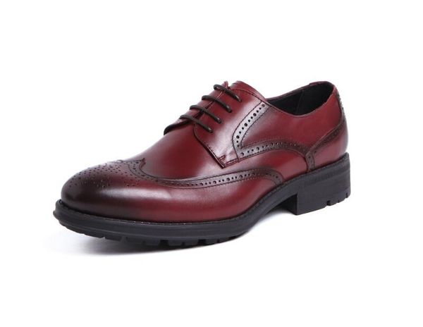

red black men shoes work wear style round toe soft-sole cowhide wedding fashion oxfords homme with box