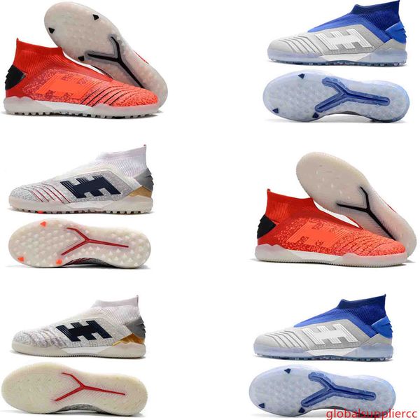 

new 2019 arrival predator 19 ic tf39-45 football shoes black red 19.1 soccer cleats white blue football boots outdoor size39-45