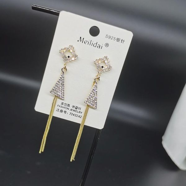 

meild rhinestone long drop earring for women crystal temperament charms earrings fashion korean ear jewelr party jewelry gifts, Silver