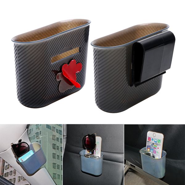 

car storage box organizer phone holder multifunction garbage mesh card phone charger cradle door side hanging pocket trash bin