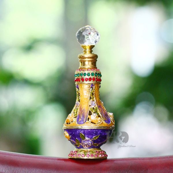 

h&d 6ml refillable decorative glass perfume bottle w/fancy retro design - vintage perfume bottle empty w/crystal ball top
