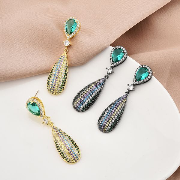 

fashion- water drop earrings for lady full diamond pendant necklace 2020 fashion wedding earings silver jewelery