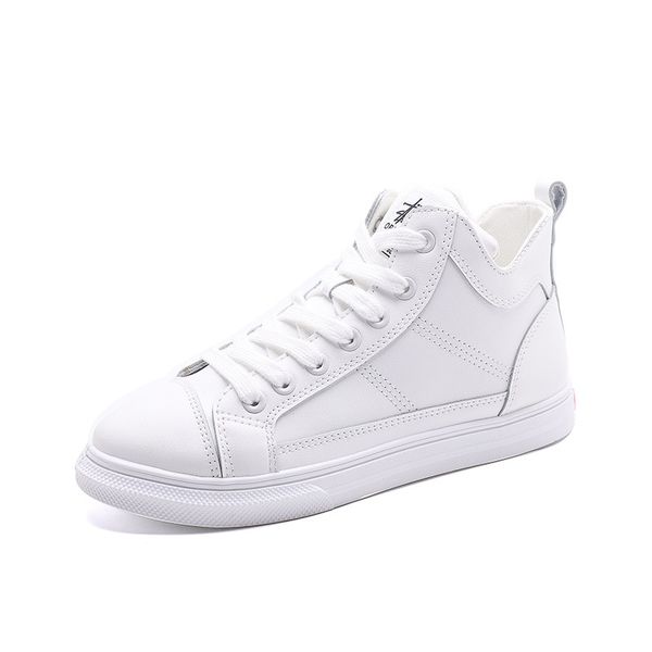 

high to help small white shoes 2019 autumn new korean version of wild breathable sports casual women's flat single shoes, Black