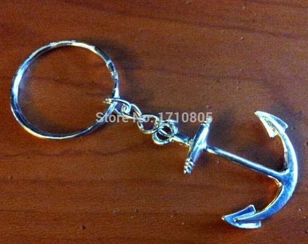 

new style ancient silver anchor charm key ring trace chains platen creative designer keychain fashion women men jewelry holiday gifts, Slivery;golden