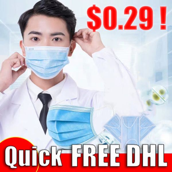 

dhl][in stock] mask face mask disposable face masks 3 layers filter designer masks non-irritating respiratory dustproof outdoor