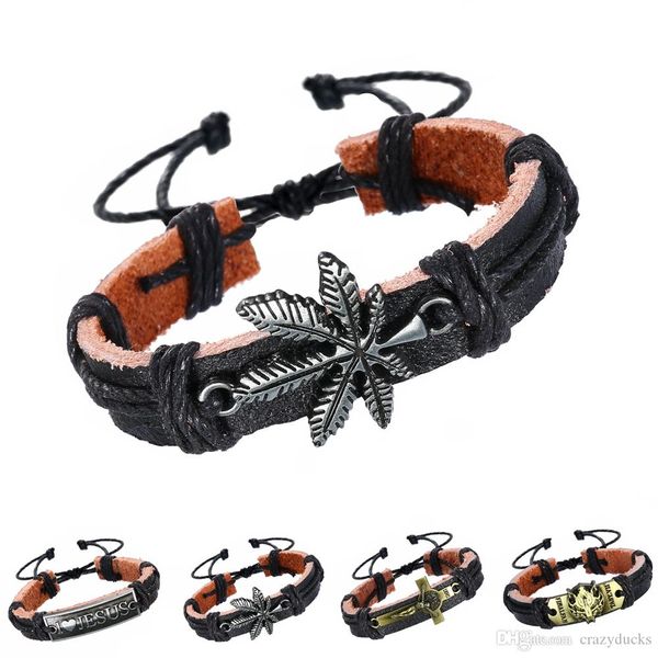 

mixcolor vintage punk design black genuine leather bracelets for women men wristband super man charms bracelet jewelry, Golden;silver